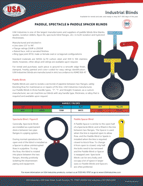 USA Industries Paddle Blind, Spectacle Blind, Paddle Spacer Blind Linesheet Icon