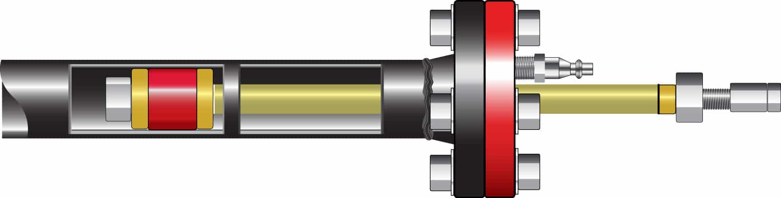 Flange weld test plug shown installed in pipe