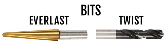 Everlast and twist drill bits for rod out tools