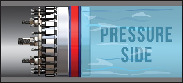 GripSafe ST pipe plug installed in pipe, pressure side illustration