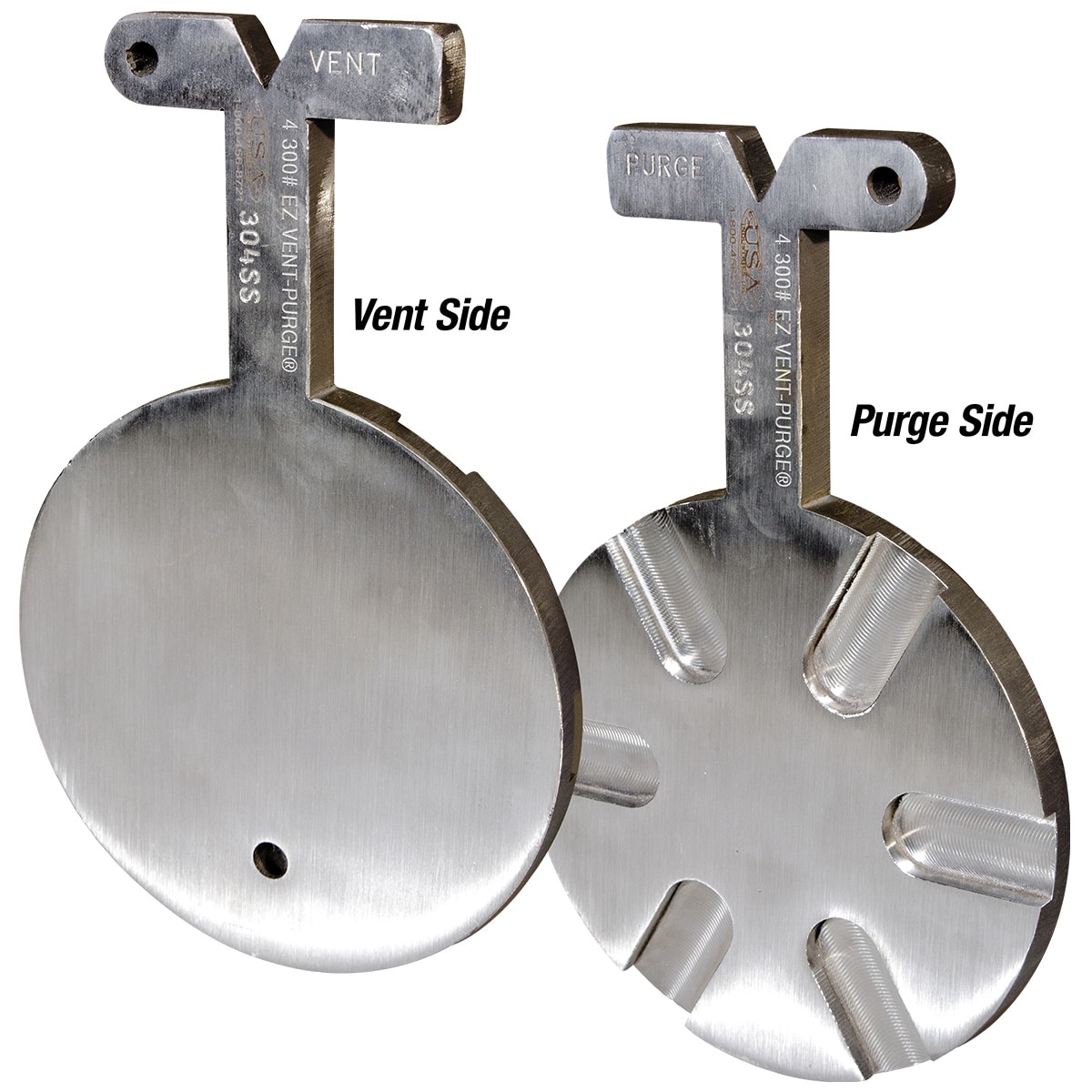 4 inch 300# 304 SS, Vent and Purge Sides EZ Vent-Purge slip blind