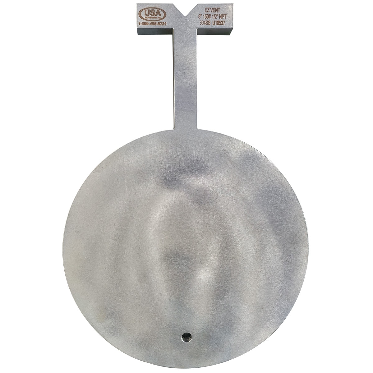 8 inch 150# 304 SS, 1/2 inch NPT EZ Vent vented paddle blind